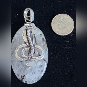 Rutile Quartz Snake Pendant